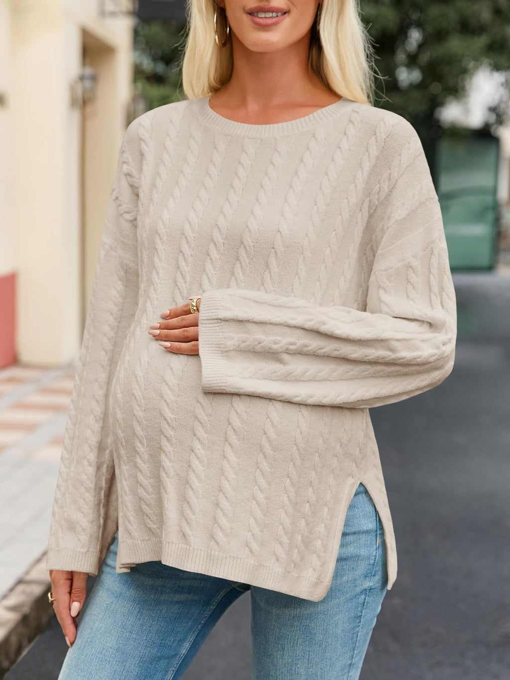 Womens Maternity Sweater Tops Apricot