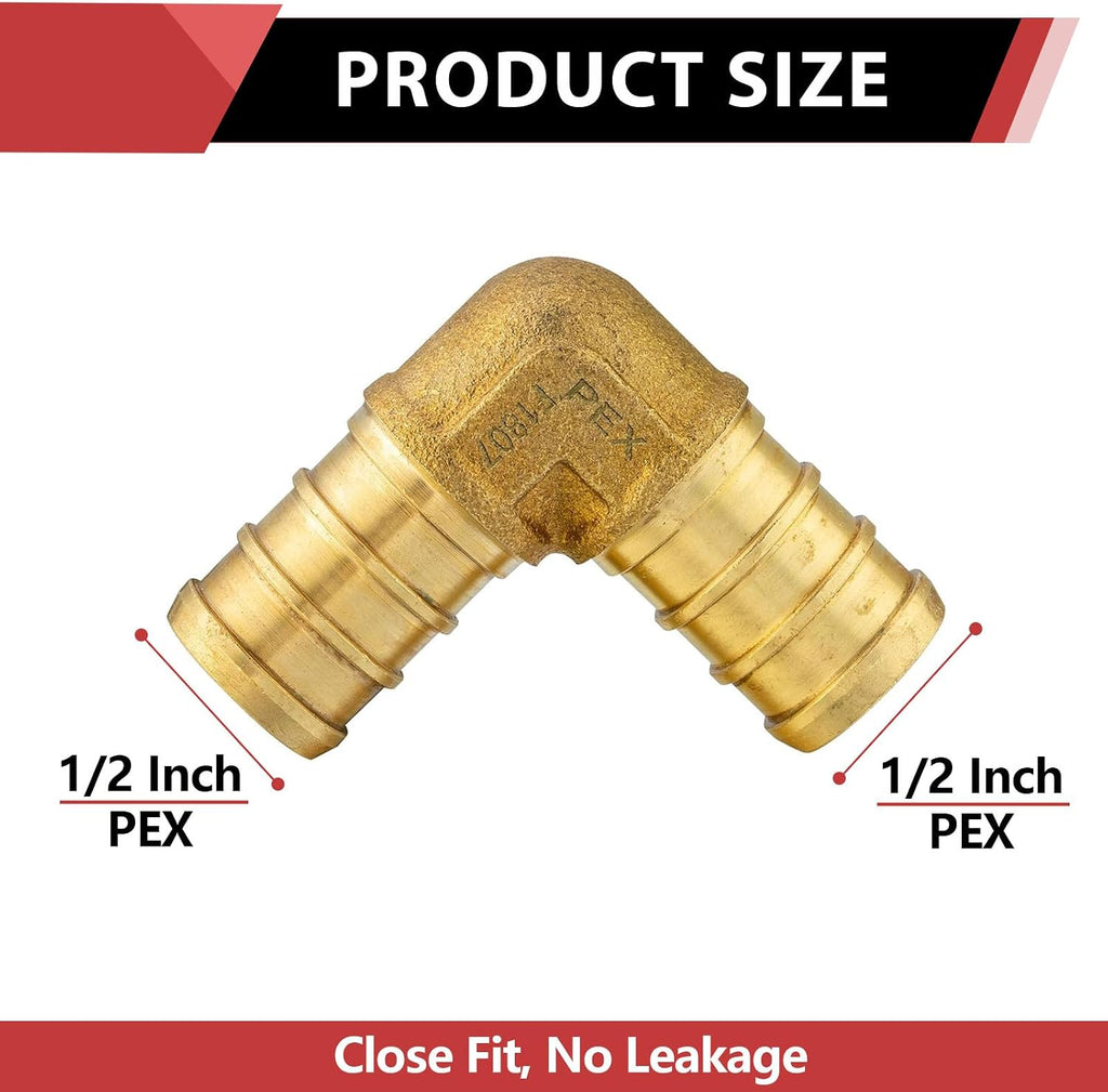 25PACK EFIELD 1/2 Inch Pex Elbow Barb Crimp Brass Fitting(PEX1807052-25)