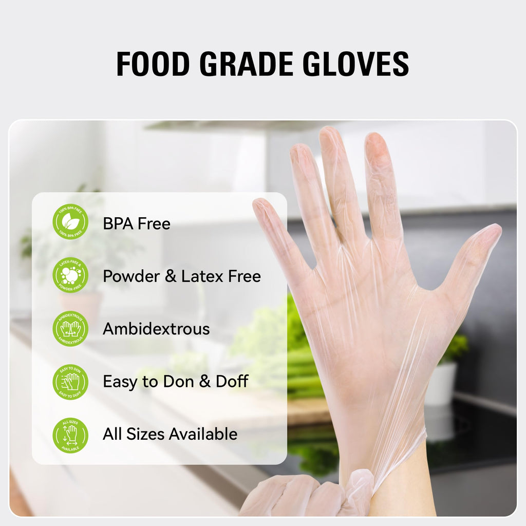 Disposable Vinyl Gloves, Food Safe