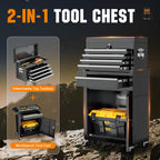 5-Drawer Rolling Tool Chest with Wheels, Black