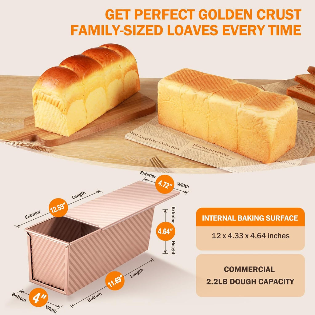 Pullman Loaf Pan with Lid, 13x4, Nonstick Sandwich Bread Loaf Pan