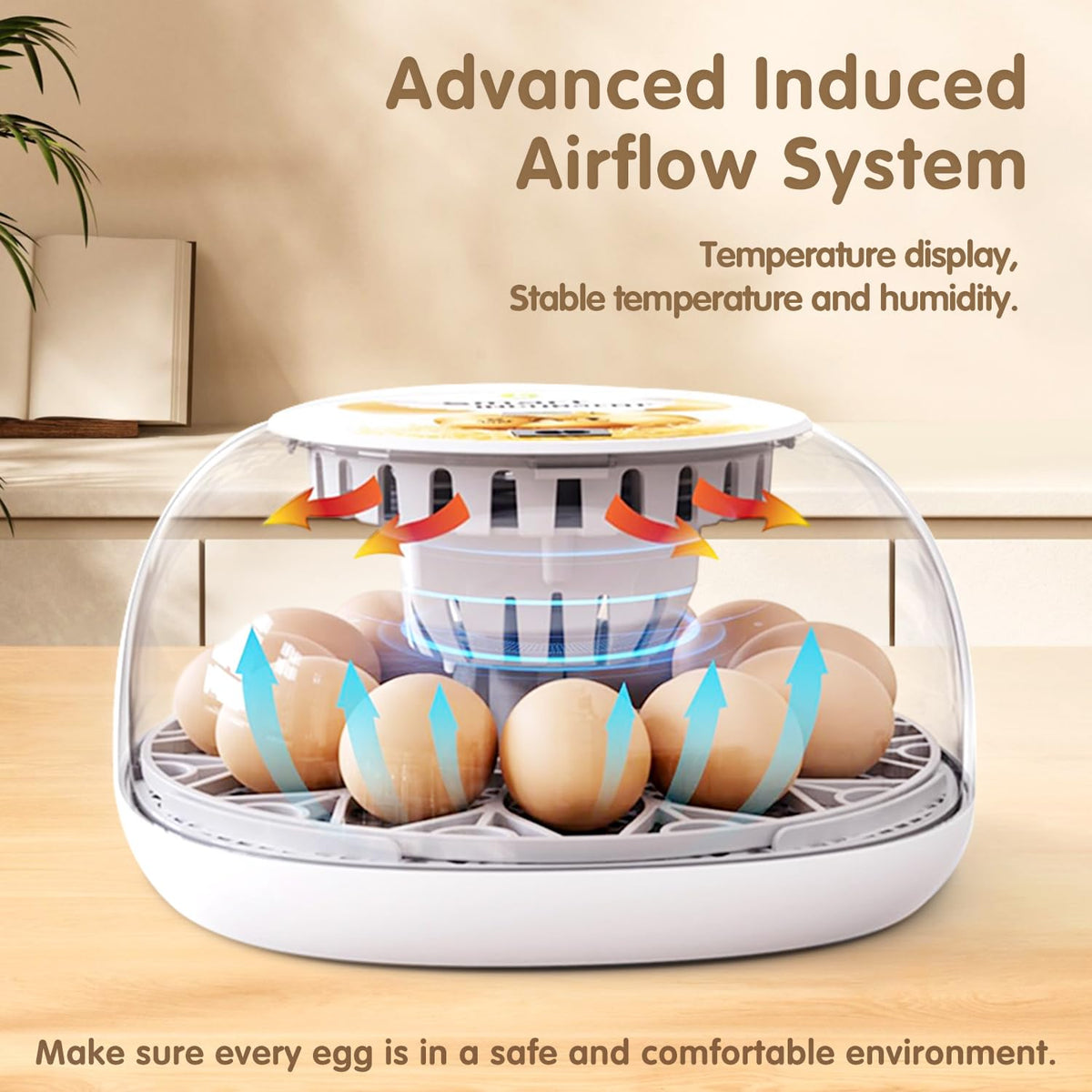 Incubators for Hatching Eggs Quail Egg Incubator 12 Eggs with Automatic Egg Turning and Humidity Control 360° Viewing