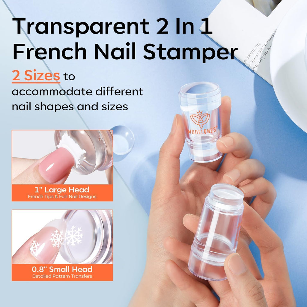 French Tip Nail Tool 6Pcs Nail Stamp Silicone French Tips Stamp