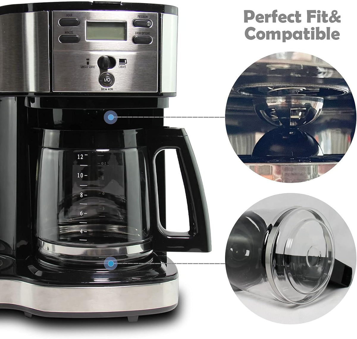 12-Cup Glass Coffee Carafe Replacement for Hamilton Beach Coffeemaker
