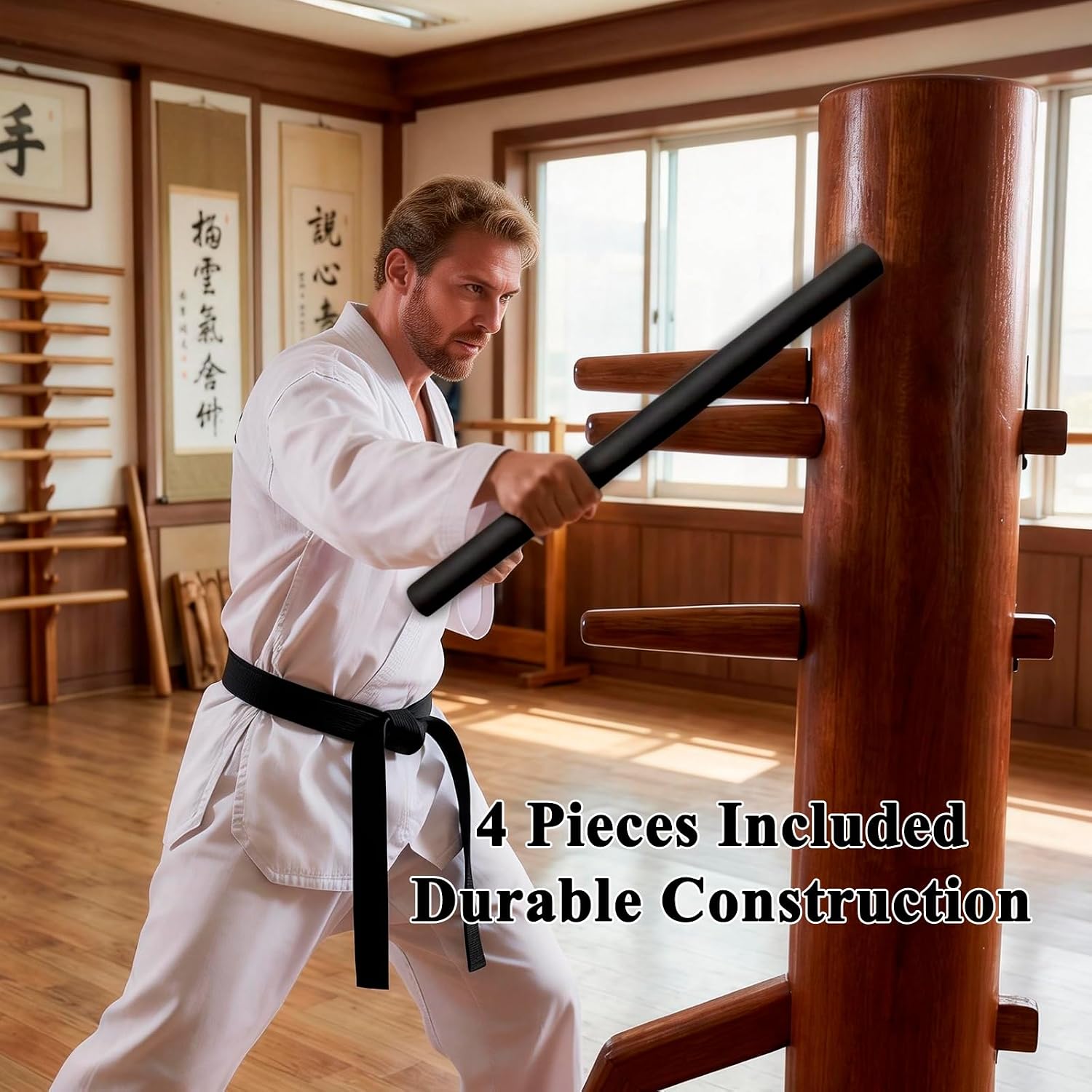 Foam Padded Escrima Sticks Training Set, 4 Pack Lightweight Martial Arts Practice Sticks for Skill Training