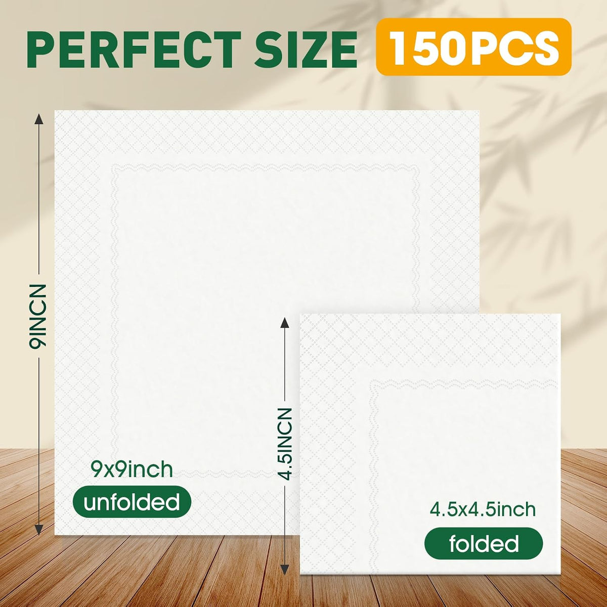 150 Count Disposable White Cocktail Beverage Napkins for Party Bar