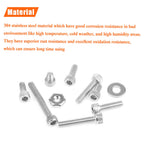 HELIFOUNER 250 Pieces #6-32 x 3/16" 1/4" 5/16" 3/8" 1/2" 5/8" 3/4" 1", Hex Socket Head Cap Screws Bolts Washers Nuts Kit, Coarse Thread, Fully Machine Threaded, 304 Stainless Steel