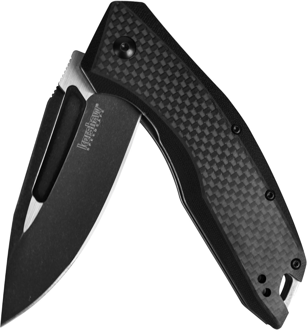 Flourish Pocket Knife, Black, 3.5 Inch Drop Point Blade | EDC Knife with Assisted Opening, Reversible Pocketclip