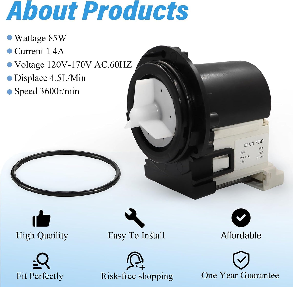 4681EA2001T Washer Drain Pump Motor Compatible with LG and Kenmore Washers