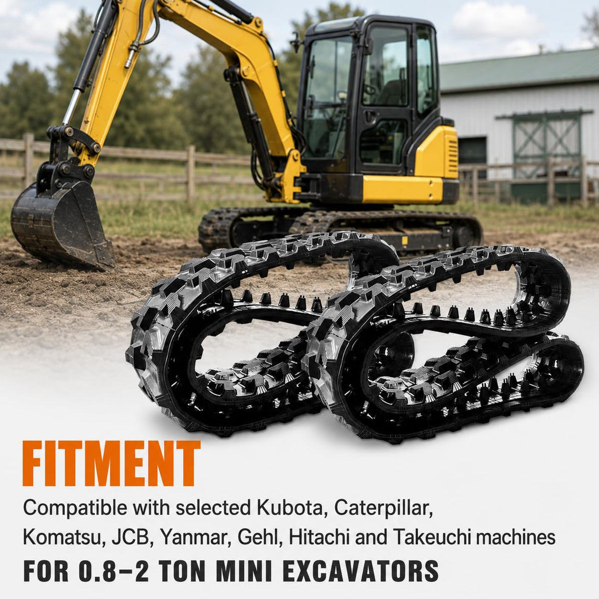 1 Pack Rubber Track 180x72x37 for 0.8-2 Ton Mini Excavators