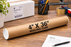 Kraft Mailing Tubes with End Caps - 4 x 36, .080" thickM, Made in the USA - Reinforced Shipping Cylinder for Posters