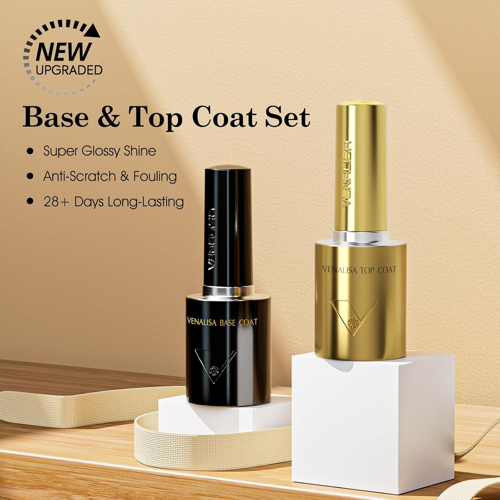 VENALISA No Wipe Gel Top Coat and Base Coat Set 2 Pcs 10ML for Gel Polish