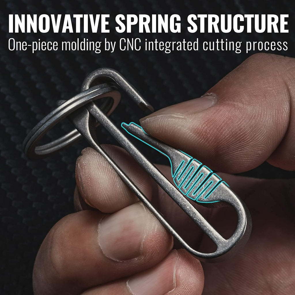 KM03 Titanium Keychain Clip Belt Loop Key Holder with Removable Key Ring for Duty Belt