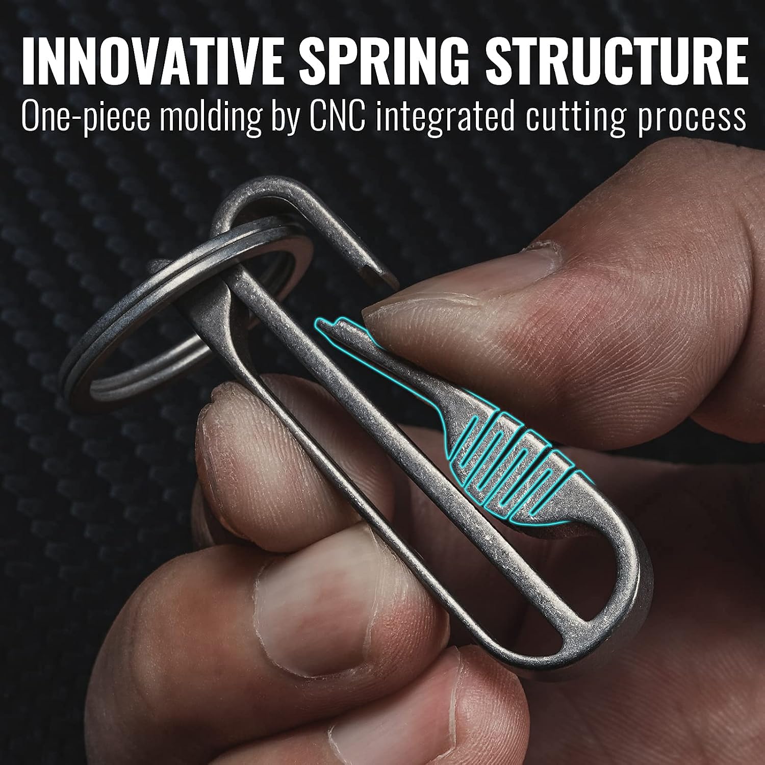 KM03 Titanium Keychain Clip Belt Loop Key Holder with Removable Key Ring for Duty Belt