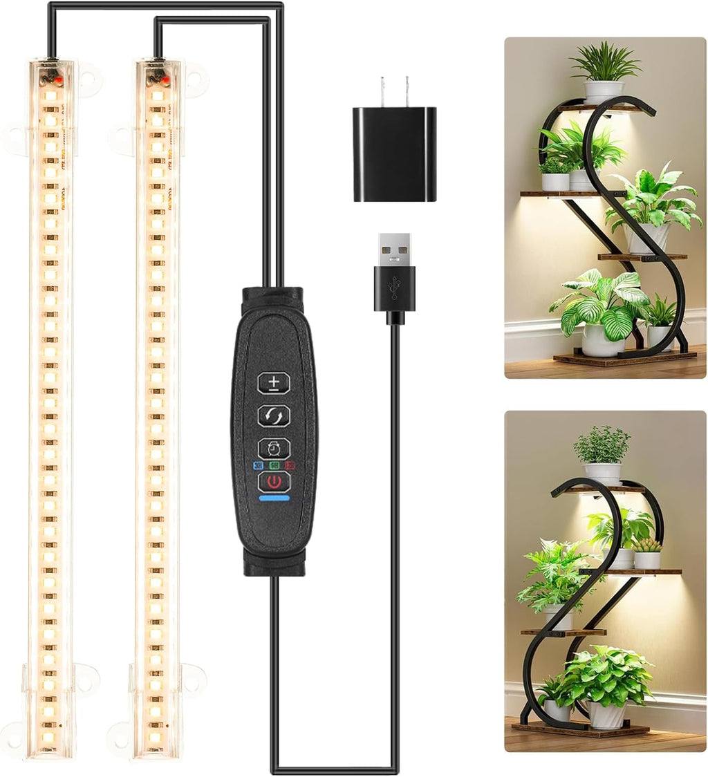 8.6'' Mini LED Grow Light Strips, Full Spectrum 3000K, 52 LED Plant Light with 3/9/12H Timer, 10 Dimmable Levels for
