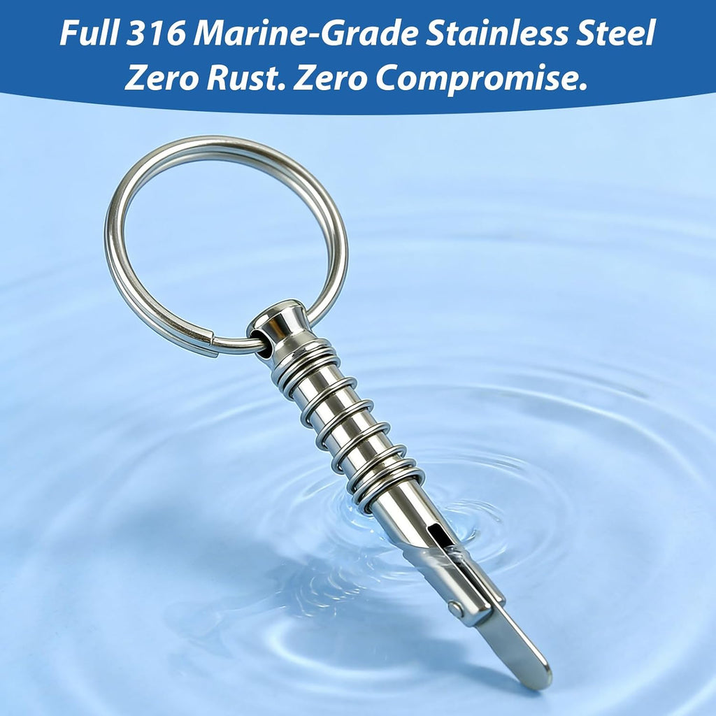 Bimini Top Quick Release Pins, 316 Stainless Steel, 1/4 in, 4 Pack