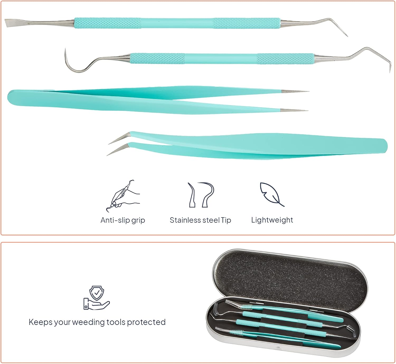 Premium Vinyl Weeding Tool Kit - Precision Stainless Steel Weeder - Hook and Pick with Fine Tweezers Crafting Set