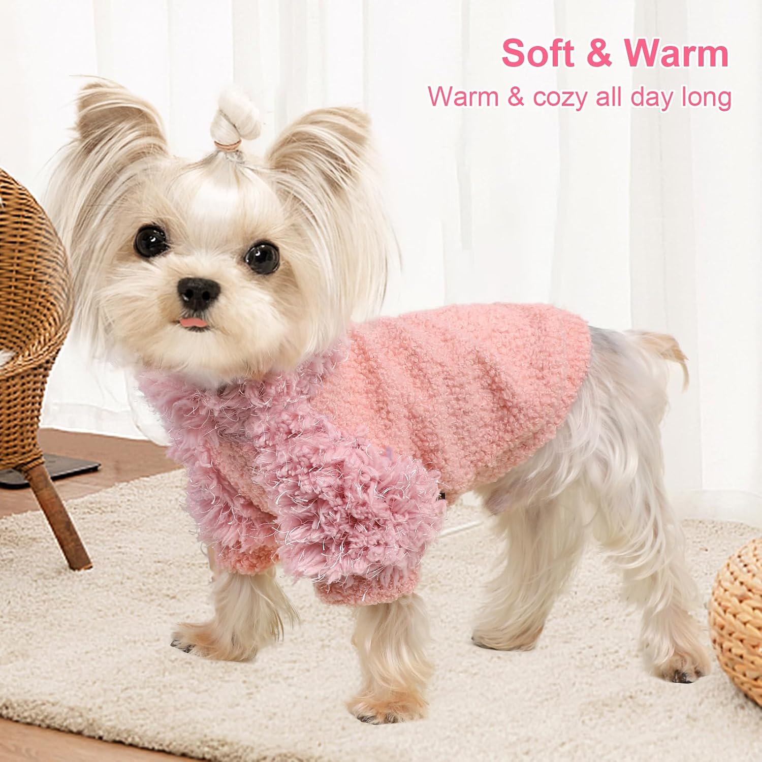 Dog Sweater Turtlenecks Dog Sweaters for Small Dogs Winter Fleece Doggy Clothes Puppy Cold Warm Coat Doggie Jacket