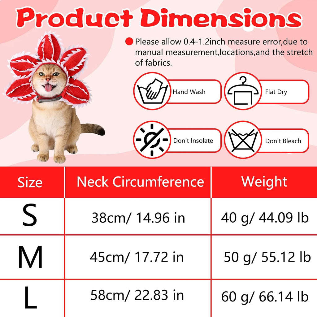 Pet Demon Dog Costume Funny Carnivorous Plant Dog Adjustable Hat Costume with Soft Material Flower Accents (Large)