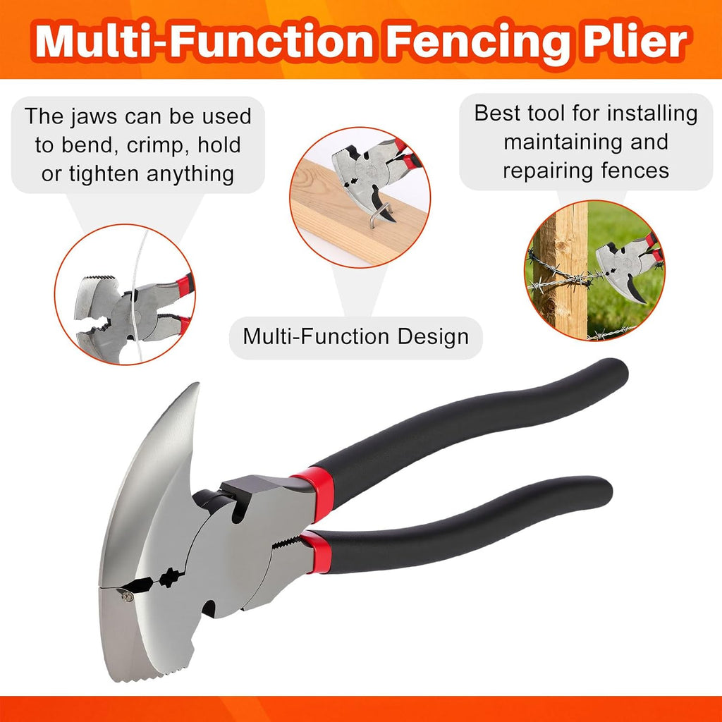 5 Pcs Fence Tool Set Carbon Steel Fence Stretcher Tool Barbed Wire Pullers 10 Inch Fencing Pliers Cutter Wire Twister