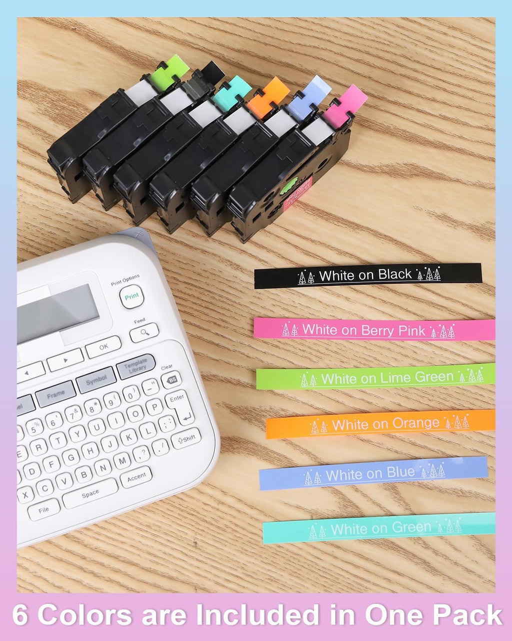 Replacement for Brother Label Maker Tape P Touch Colored TZe TZ Tape 12mm | Laminated, Compatible with Brother