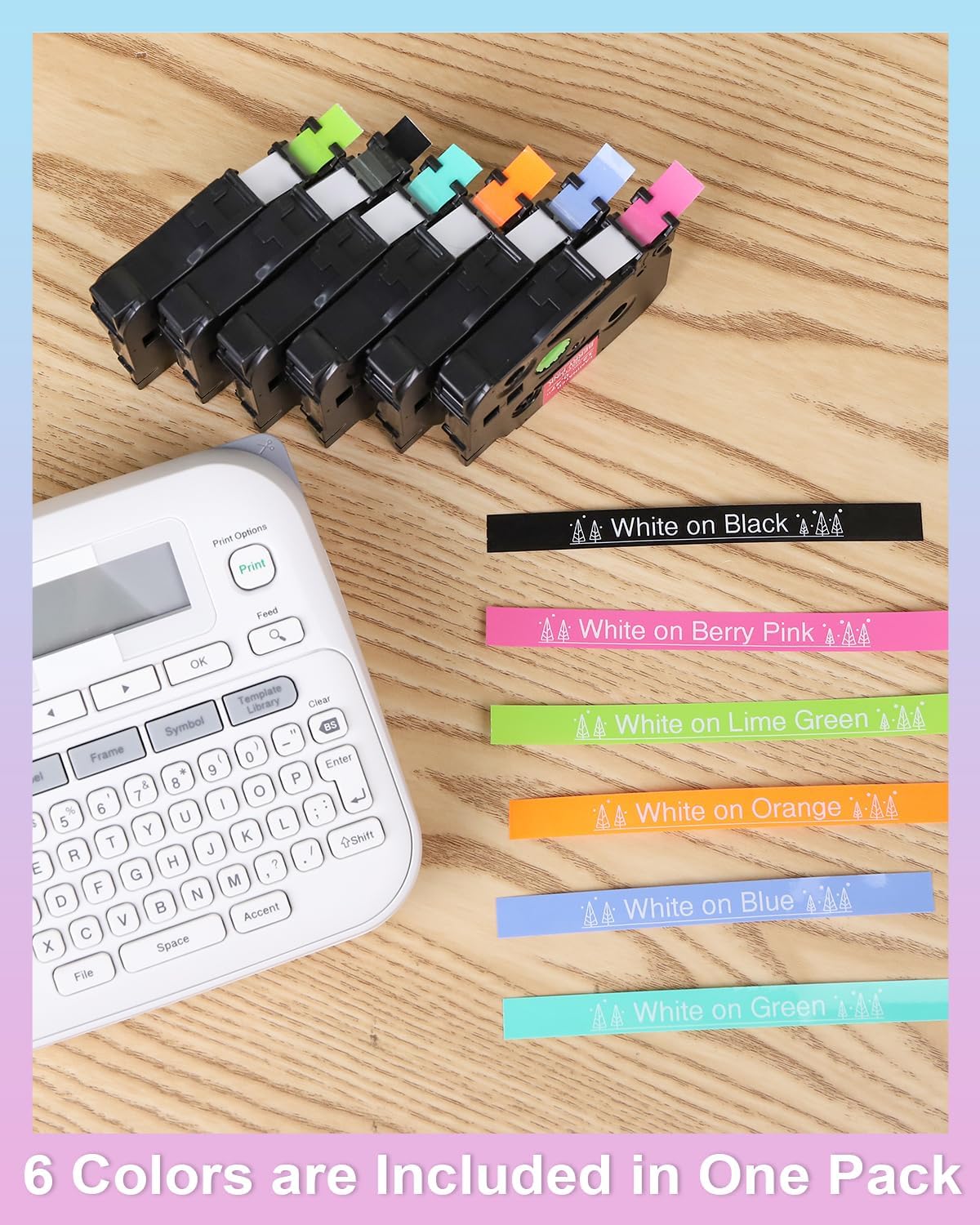 Replacement for Brother Label Maker Tape P Touch Colored TZe TZ Tape 12mm | Laminated, Compatible with Brother
