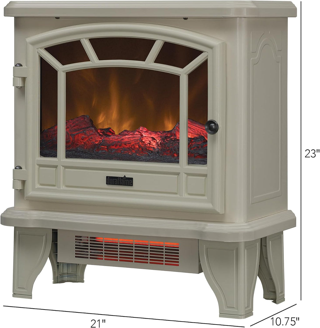 Infrared Quartz Electric Fireplace Stove Heater, Cream