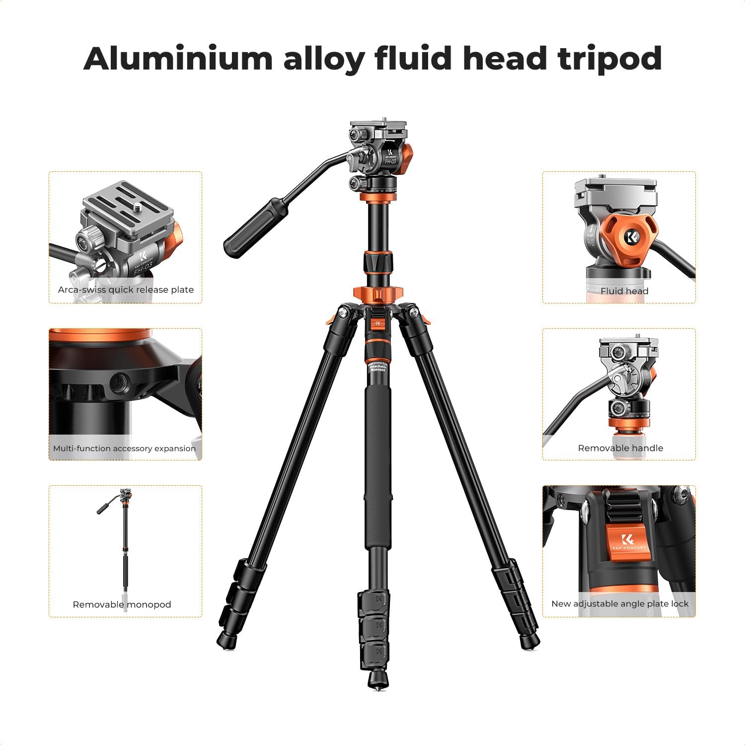 83" Camera Video Tripod for DSLR | Compact Aluminum, 360° Panorama Fluid Head, Travel, Video, Live Streaming