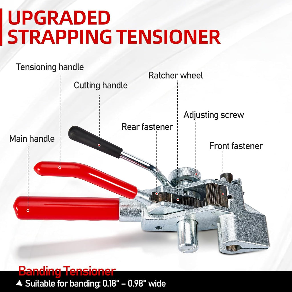 Banding Strapping Kit with Tensioner Tool - 3/4" x 200FT 304 Stainless Steel Binding Straps with Plastic Case ＆100