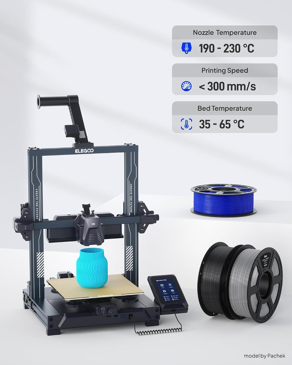 PLA 3D Printer Filament 1.75mm Black 1KG | Dimensional Accuracy +/- 0.02mm, 1kg Spool(2.2lbs), Fit Most FDM 3D Printers