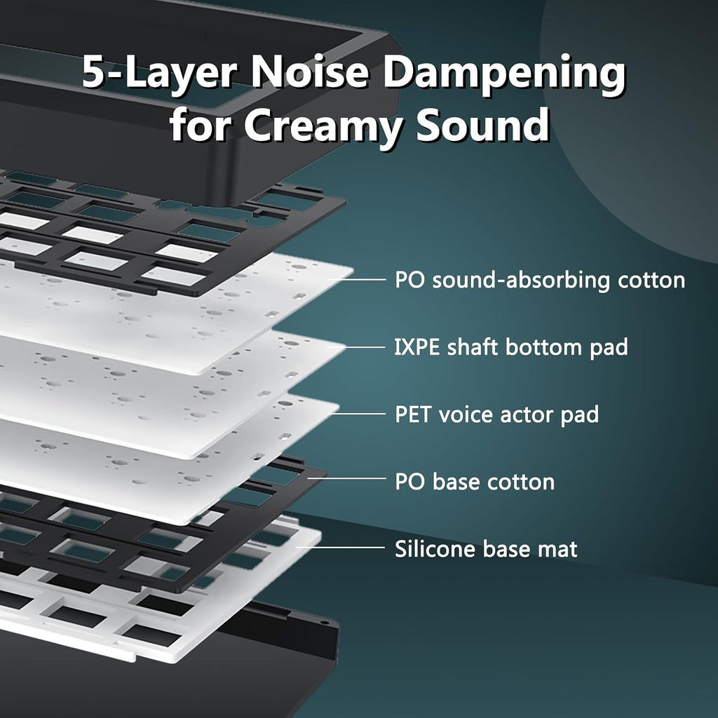 75% Wireless Mechanical Gaming Keyboard, Creamy Sound, Black