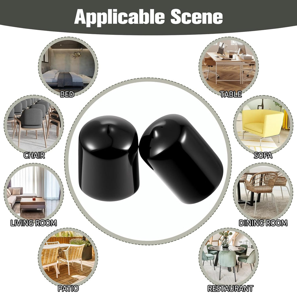 20 Pcs 3/4" Rubber Caps and Plugs, Round End Cap for Metal Tubing Protective Rubber Caps Black Vinyl Cover Screw Thread Protectors Assortment Kit for Metal Tube Rod Bolt Screw