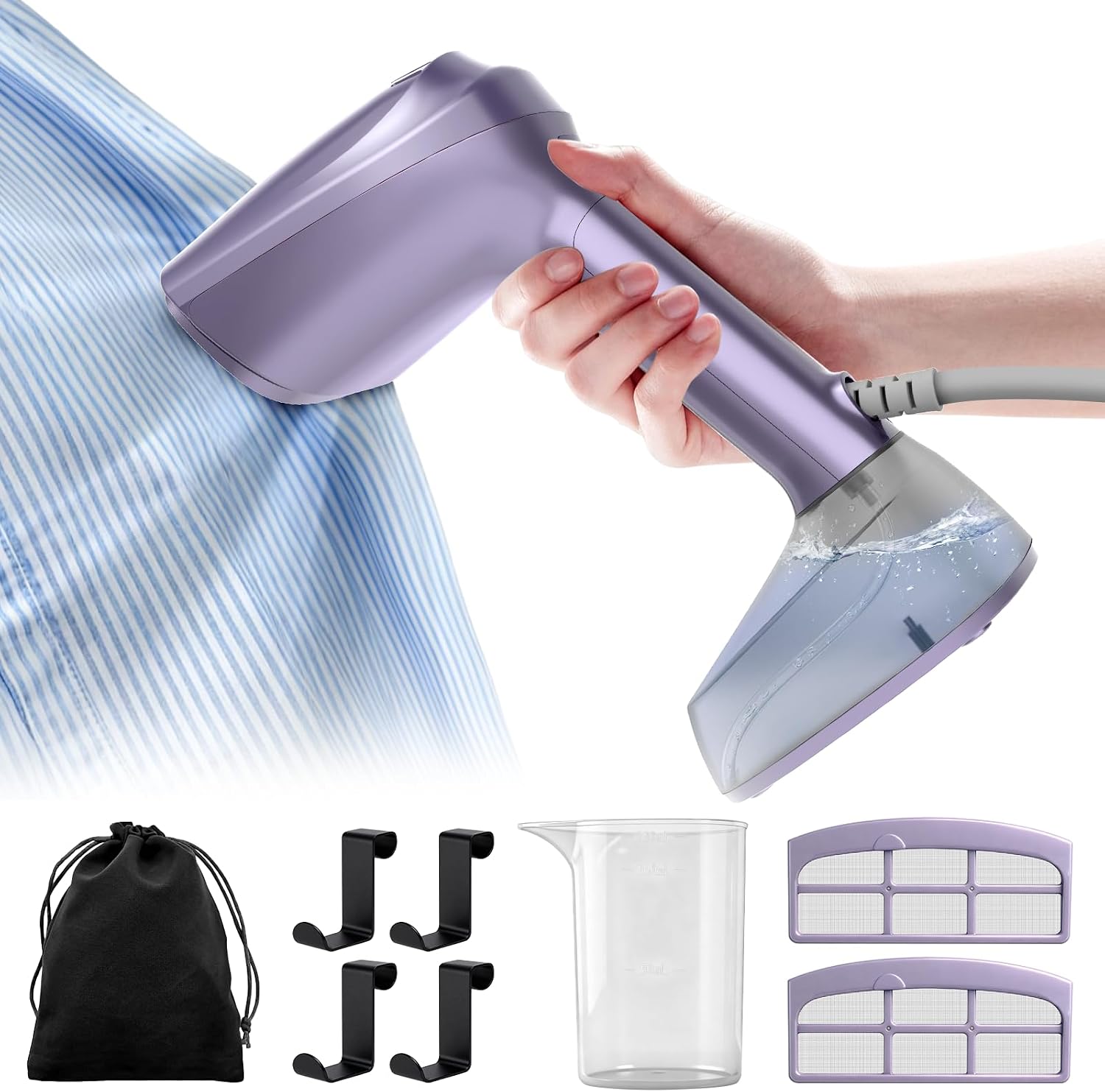 Vacuum Steamer for Clothes, 3500Pa Suction Handheld Clothes Steamer,Equipped with multiple modes，Portable Travel