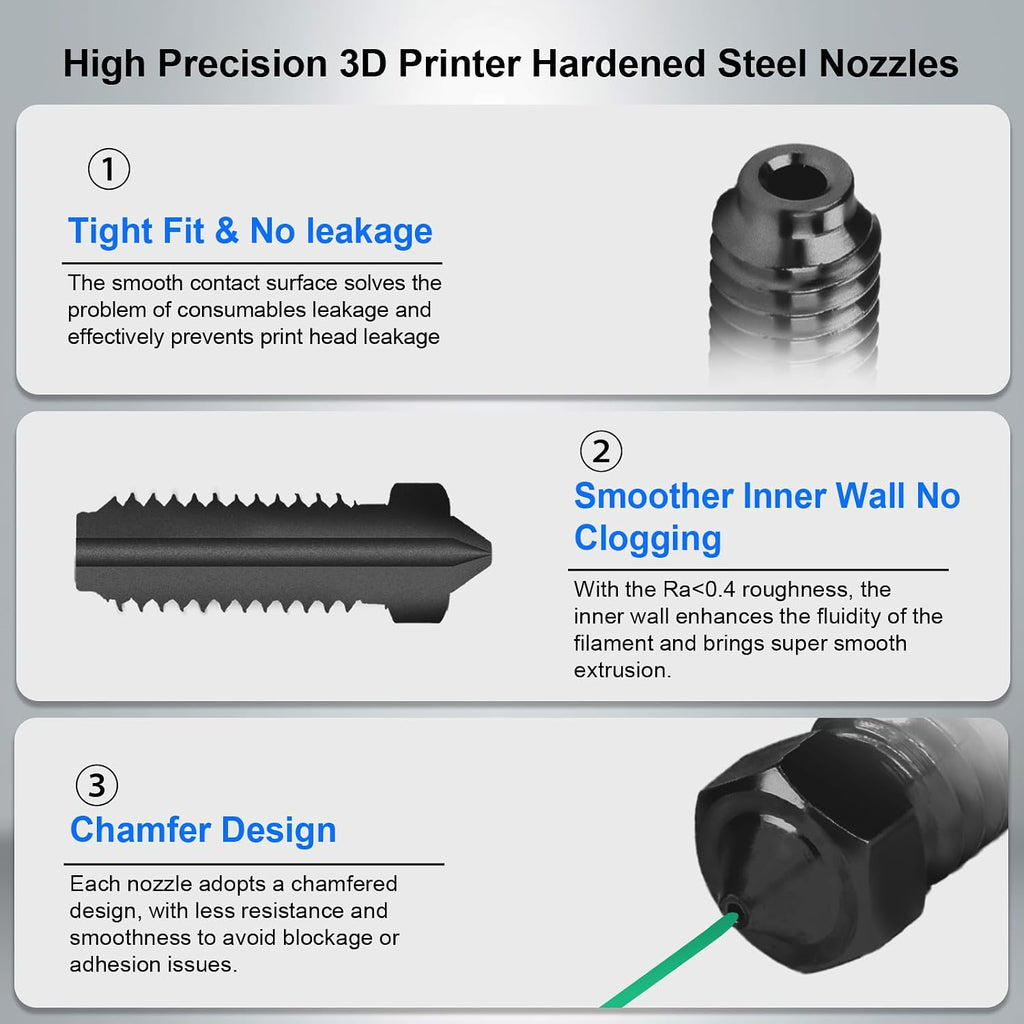 5Pcs 0.6mm Hardened Steel Nozzle for Anycubic Kobra S1/Kobra 3/Kobra 3 V2, 3D Printer Accessories Extruder Hotend
