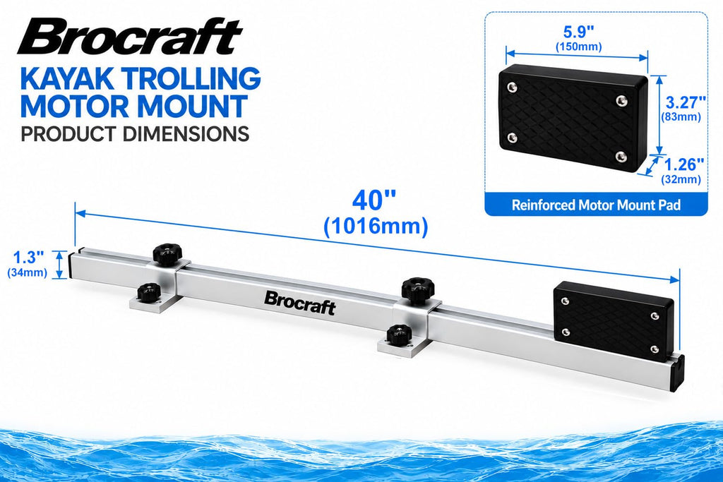 Brocraft Kayak Trolling Motor Mount, Gear Track & Direct Mount Motor Bracket, Marine-Grade Aluminum – for Parallel Tracks