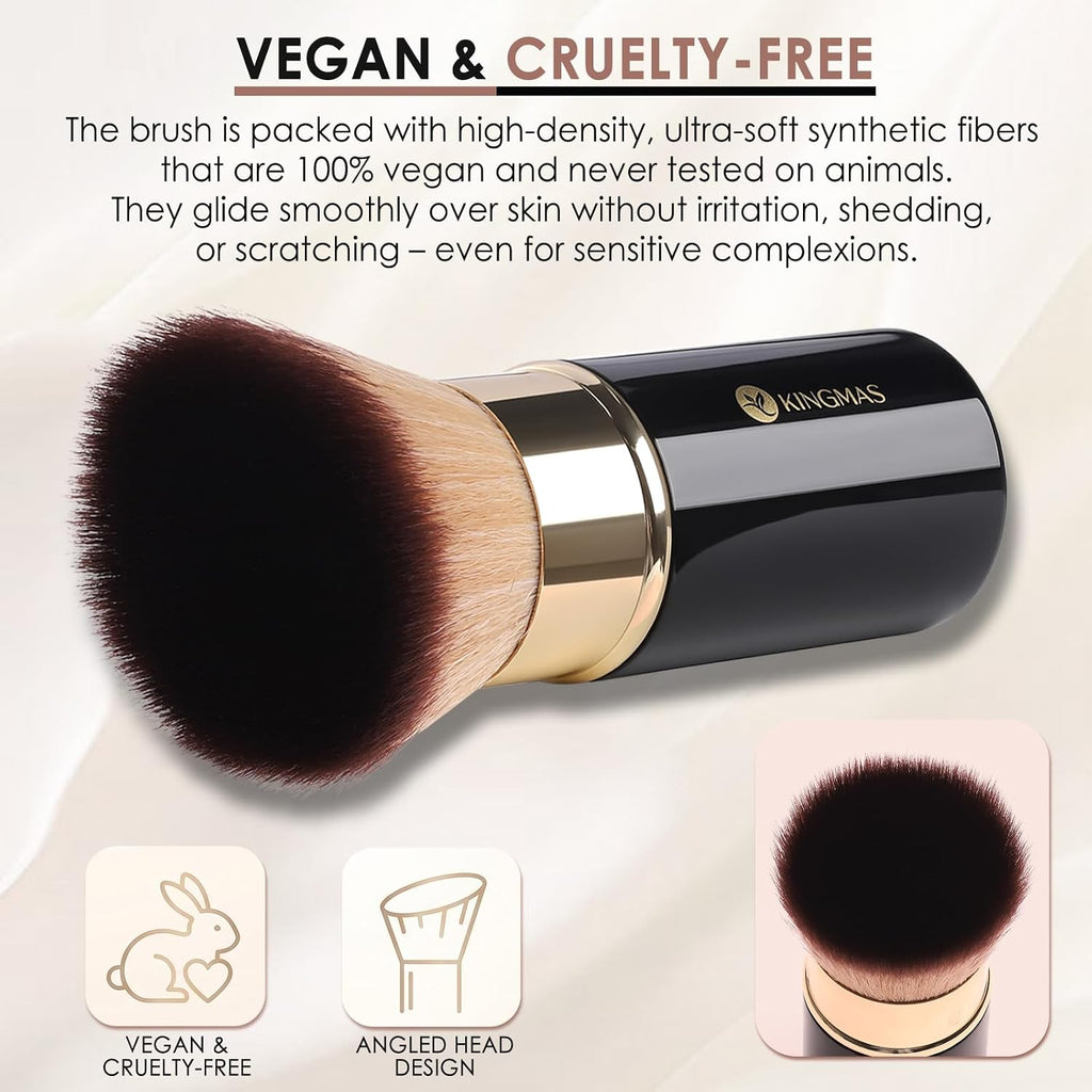 Retractable Kabuki Brush, Angled Flawless Face Makeup Brush