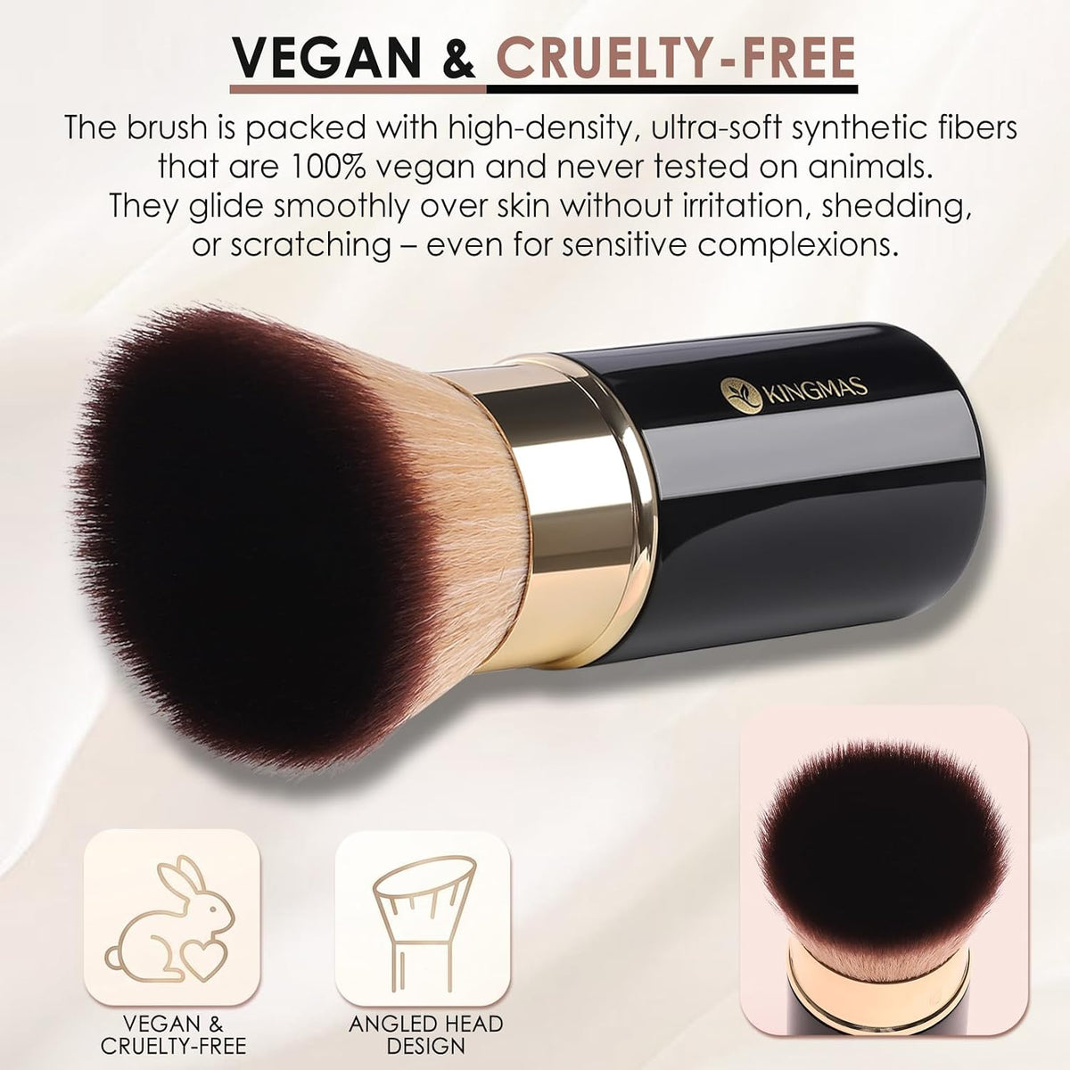 Retractable Kabuki Brush, Angled Flawless Face Makeup Brush