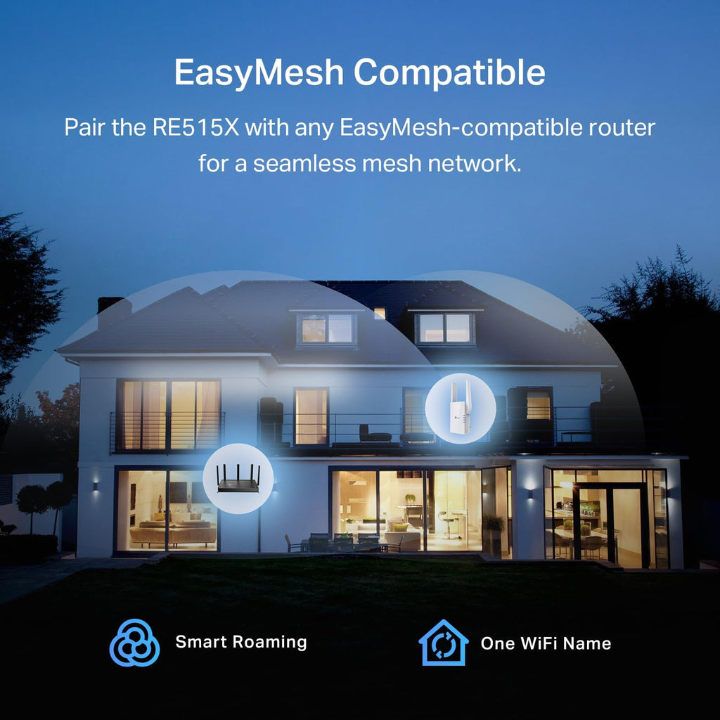 RE515X AX1500 WiFi 6 Range Extender w/Ethernet Port | 1.5G Dual-Band Wireless Repeater Amplifier | Up to 1800 Sq.