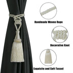2 Pack Tassel Curtain Tiebacks Handmade Holdbacks (Cream)