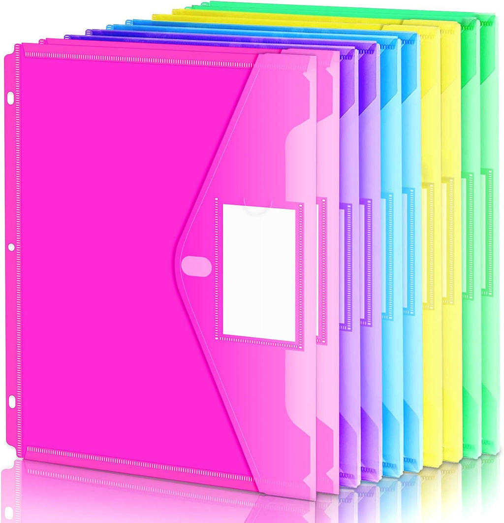 Binder Pocket, 10 Pack Super Heavyweight Plastic Binder Folders | Tight Closure Folders with Pockets Side