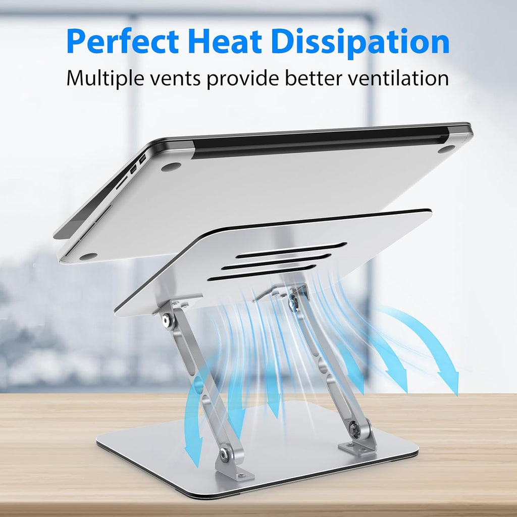 Laptop Stand for Desk, Adjustable Laptop Riser, Metal Foldable Computer Stand Holder Portable Notebook Mount