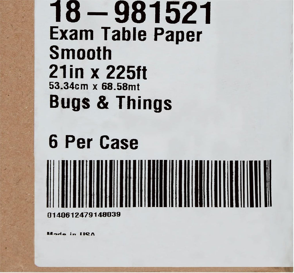 Exam Table Paper, Barrier Protection, White, 21 in x 225 ft, 6 ct | Smooth Pediatric Table Paper