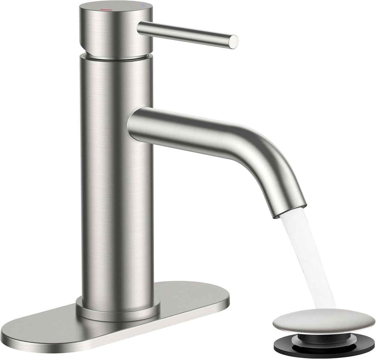 Bathroom Faucet 1 Hole, Single Handle Sink Faucets Brushed Nickel