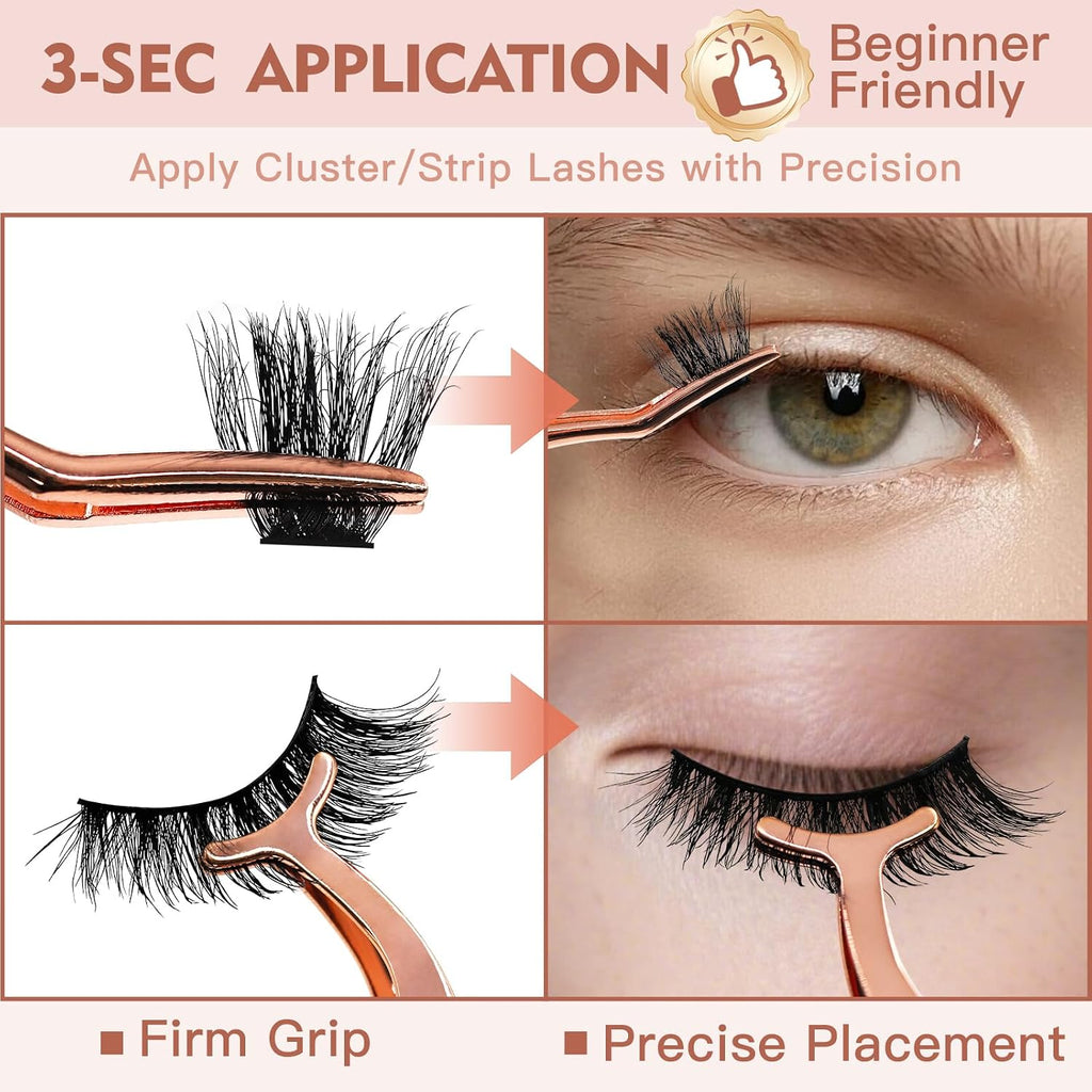 5-in-1 Lash Applicator Tool Kit, Lash Tweezers Set | Eyelash Applicator, Tweezers, Curler and Scissors for Easy False