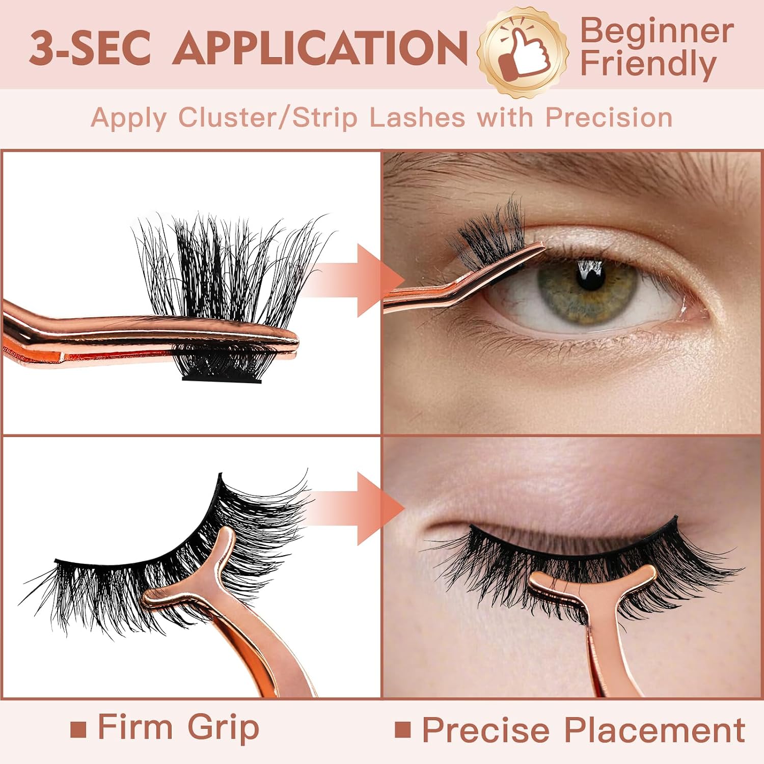 5-in-1 Lash Applicator Tool Kit, Lash Tweezers Set | Eyelash Applicator, Tweezers, Curler and Scissors for Easy False