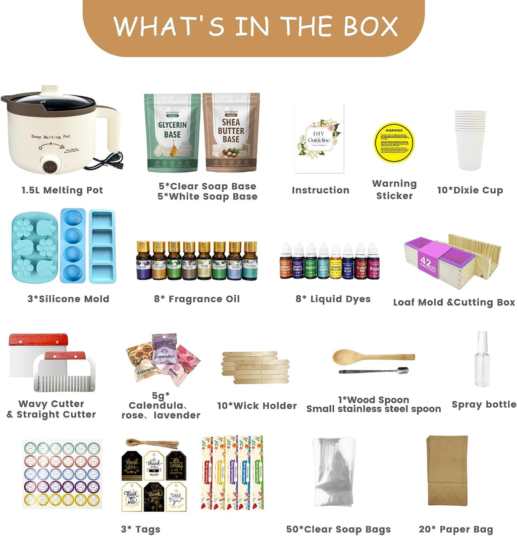 Deluxe Soap Making Kit for Adults DIY Soaps | All in One Soap Making Supplies Including Soap Melter, 4.4 lbs Soap