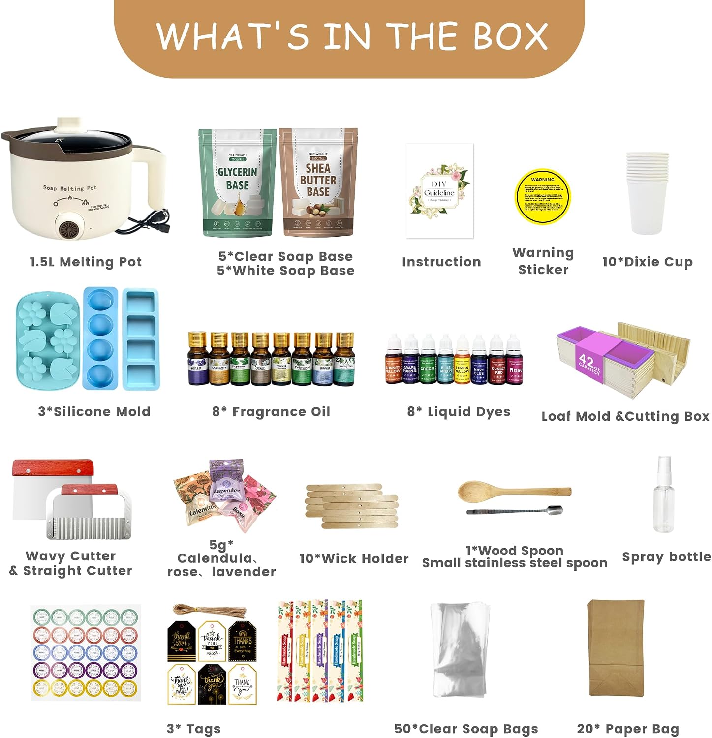 Deluxe Soap Making Kit for Adults DIY Soaps | All in One Soap Making Supplies Including Soap Melter, 4.4 lbs Soap