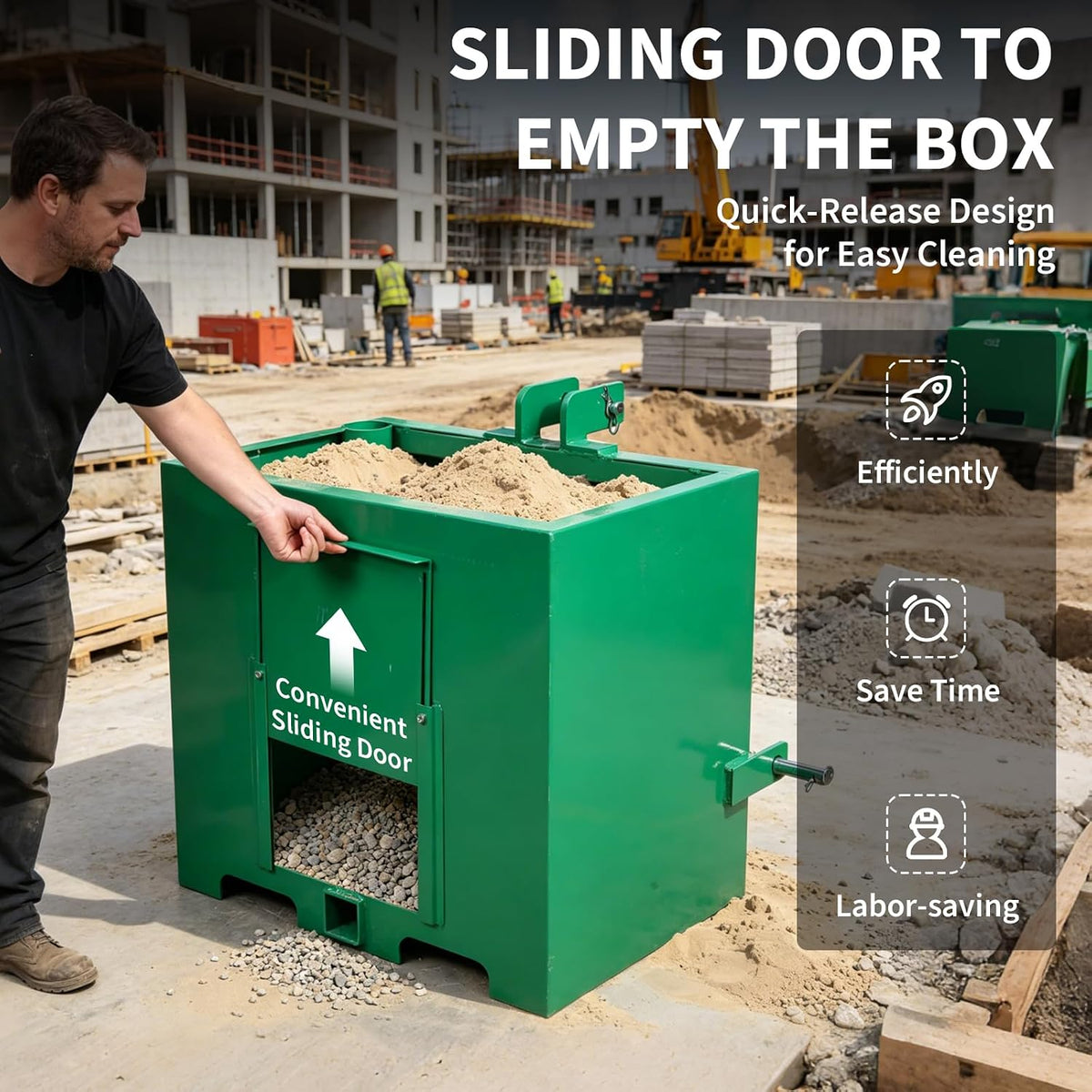 Tractor Ballast Box, 800 Lb Load Capacity, 5 Cu. ft. Heavy Duty Steel Counterweight Box, Fits Category 1 3-Point