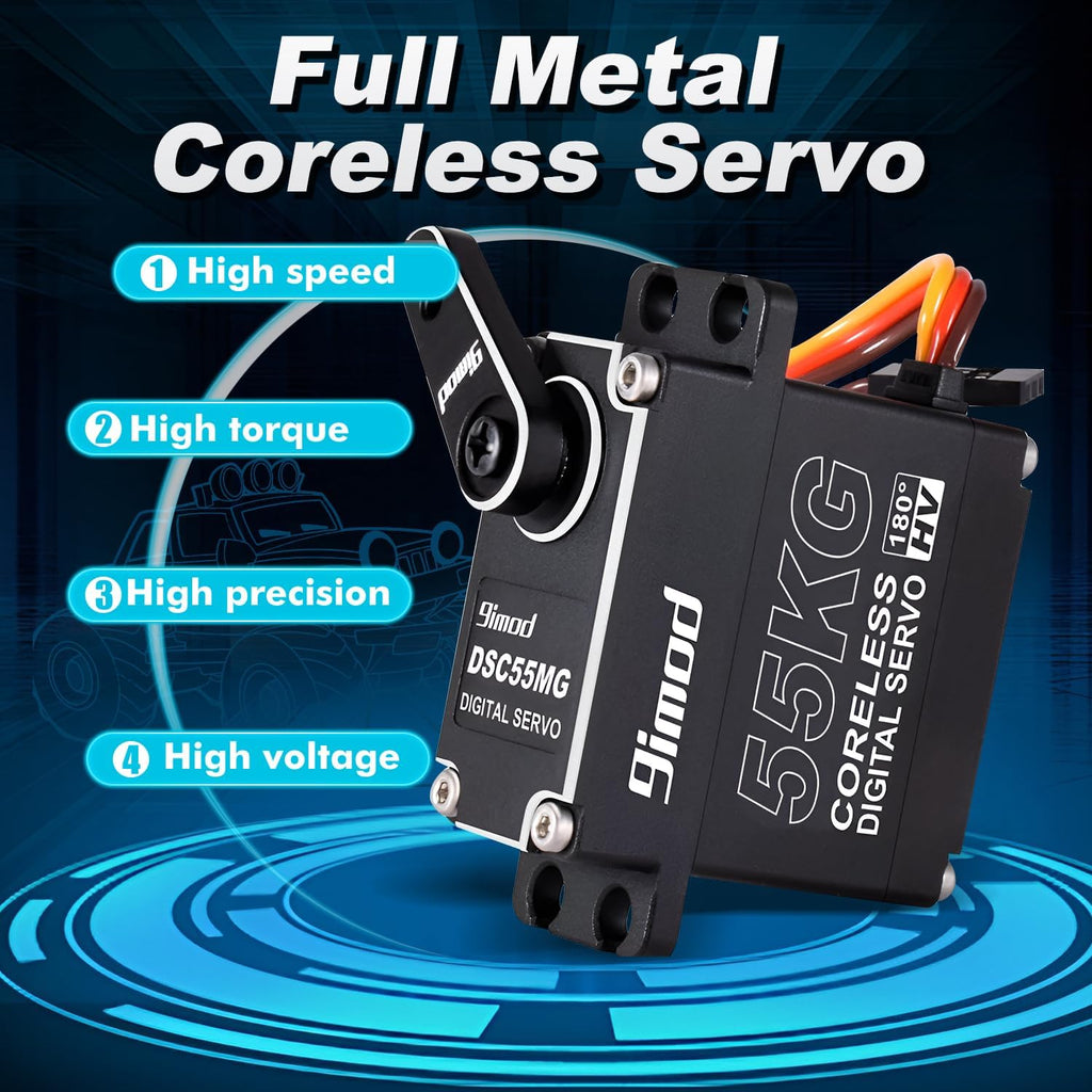 Brushless Servo 55KG Servo Full Metal High Torque Servo Digital RC Servo Motor for TRX4 TRX6 SCX10 III VS4-10 GEN7