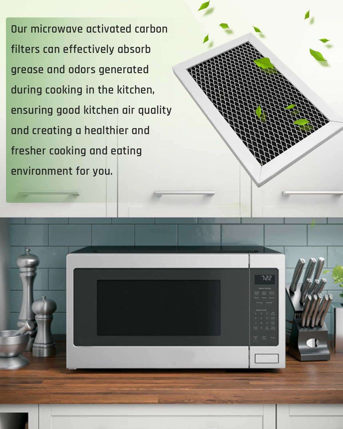Microwave Charcoal Filter Fit for GE JVM6175SF1SS JVM6175SK1SS JVM6175SK2SS JVM6175SK3SS, Filters with Activated Carbon